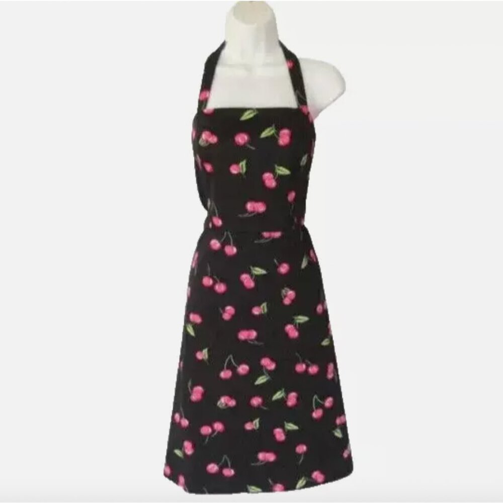 Julian Taylor Vintage Cherry Print Halter Fit + Flare Dress - Size 12